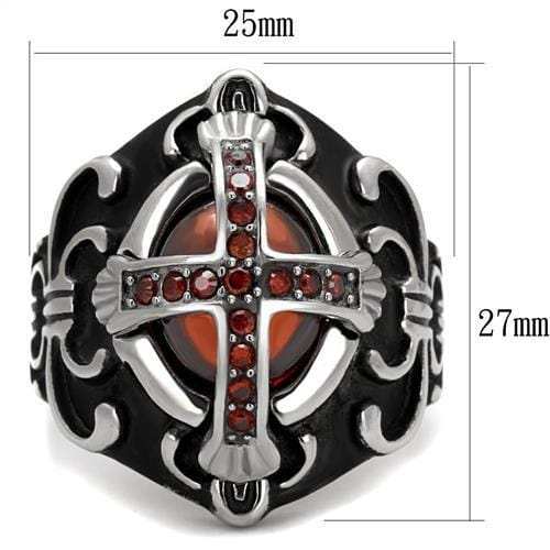 TK2507 - High polished (no plating) Stainless Steel Ring with AAA Grade CZ in Garnet - Alamode - Flyclothing LLC