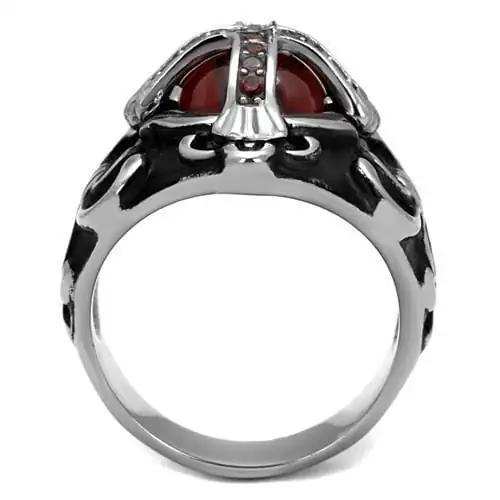 TK2507 - High polished (no plating) Stainless Steel Ring with AAA Grade CZ in Garnet - Alamode - Flyclothing LLC