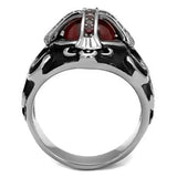TK2507 - High polished (no plating) Stainless Steel Ring with AAA Grade CZ  in Garnet - Alamode