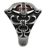 TK2507 - High polished (no plating) Stainless Steel Ring with AAA Grade CZ in Garnet - Alamode - Flyclothing LLC