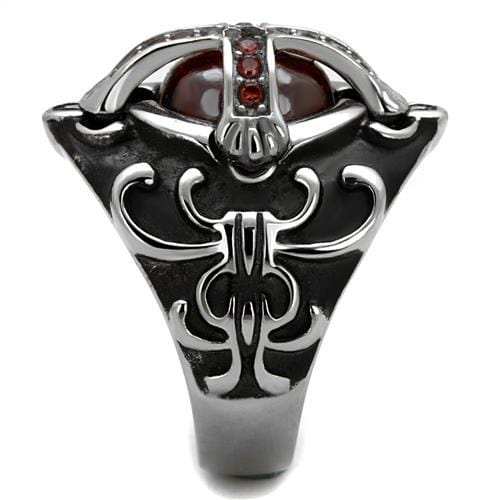 TK2507 - High polished (no plating) Stainless Steel Ring with AAA Grade CZ in Garnet - Alamode - Flyclothing LLC