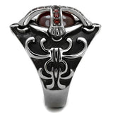 TK2507 - High polished (no plating) Stainless Steel Ring with AAA Grade CZ  in Garnet - Alamode