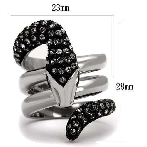 TK2511 - Two-Tone IP Black (Ion Plating) Stainless Steel Ring with Top Grade Crystal in Black Diamond - Alamode - Flyclothing LLC
