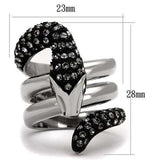 TK2511 - Two-Tone IP Black (Ion Plating) Stainless Steel Ring with Top Grade Crystal in Black Diamond - Alamode - Flyclothing LLC