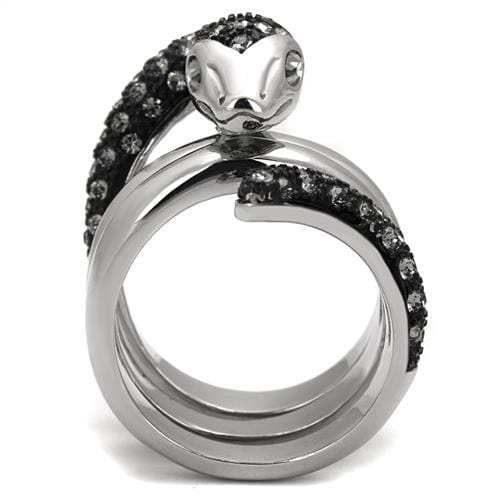 TK2511 - Two-Tone IP Black (Ion Plating) Stainless Steel Ring with Top Grade Crystal in Black Diamond - Alamode - Flyclothing LLC