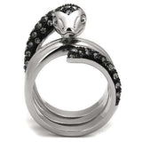 TK2511 - Two-Tone IP Black (Ion Plating) Stainless Steel Ring with Top Grade Crystal in Black Diamond - Alamode - Flyclothing LLC