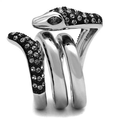 TK2511 - Two-Tone IP Black (Ion Plating) Stainless Steel Ring with Top Grade Crystal in Black Diamond - Alamode - Flyclothing LLC
