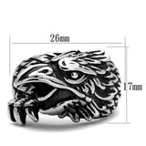 TK2515 - High polished (no plating) Stainless Steel Ring with Epoxy  in Jet - Alamode