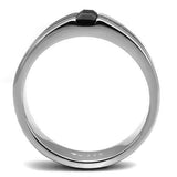 TK2516 - High polished (no plating) Stainless Steel Ring with Top Grade Crystal  in Jet - Alamode