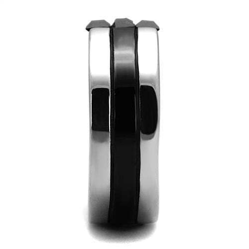 TK2516 - High polished (no plating) Stainless Steel Ring with Top Grade Crystal in Jet - Alamode - Flyclothing LLC