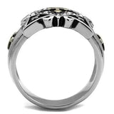 TK2517 - Two-Tone IP Gold (Ion Plating) Stainless Steel Ring with Top Grade Crystal  in Clear - Alamode