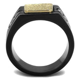 TK2519 - Two-Tone IP Gold (Ion Plating) Stainless Steel Ring with AAA Grade CZ  in Clear - Alamode