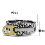 TK2520 - Two-Tone IP Gold (Ion Plating) Stainless Steel Ring with Top Grade Crystal  in Clear - Alamode