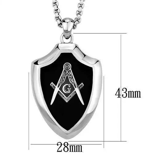 TK2522 - High polished (no plating) Stainless Steel Chain Pendant with Epoxy in Jet - Alamode - Flyclothing LLC