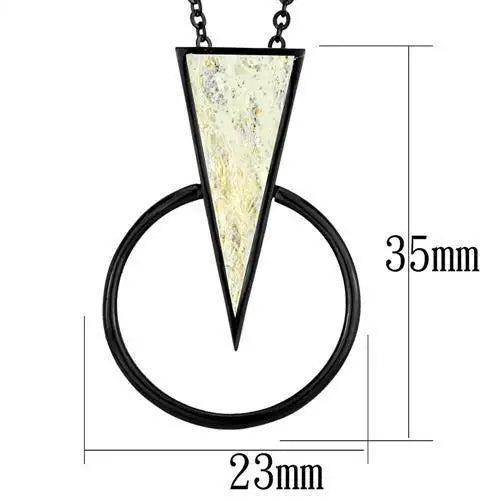 TK2524 - IP Black(Ion Plating) Stainless Steel Chain Pendant with Leather in White - Alamode - Flyclothing LLC