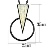 TK2524 - IP Black(Ion Plating) Stainless Steel Chain Pendant with Leather  in White - Alamode