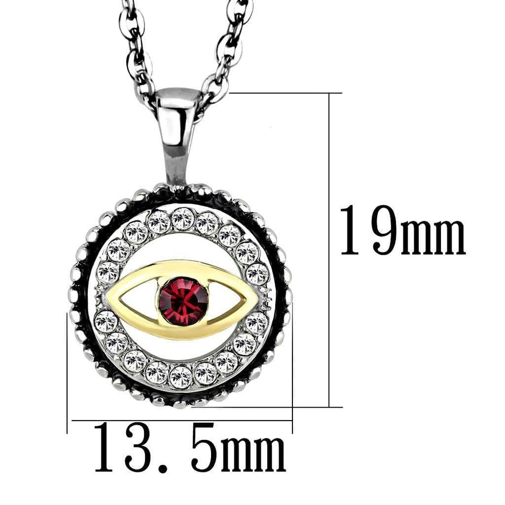 TK2527 - Two-Tone IP Gold (Ion Plating) Stainless Steel Chain Pendant with Top Grade Crystal in Garnet - Alamode - Flyclothing LLC