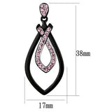 TK2532 - Two-Tone IP Black (Ion Plating) Stainless Steel Earrings with Top Grade Crystal in Light Rose - Alamode - Flyclothing LLC