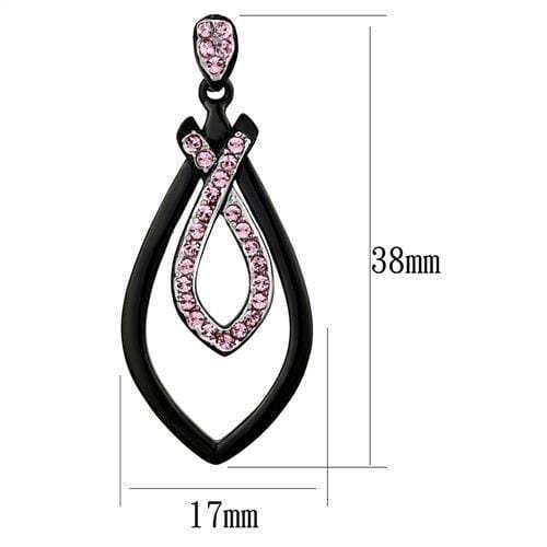 TK2532 - Two-Tone IP Black (Ion Plating) Stainless Steel Earrings with Top Grade Crystal in Light Rose - Alamode - Flyclothing LLC