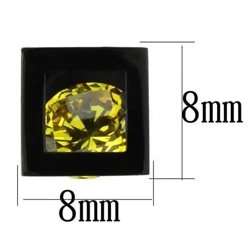 TK2540 - IP Black(Ion Plating) Stainless Steel Earrings with AAA Grade CZ in Topaz - Alamode - Flyclothing LLC