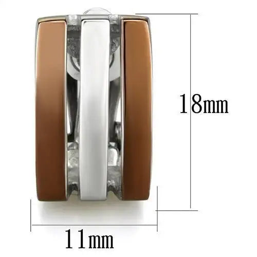 TK2542 - Two Tone IP Light Brown (IP Light coffee) Stainless Steel Earrings with No Stone - Alamode - Flyclothing LLC