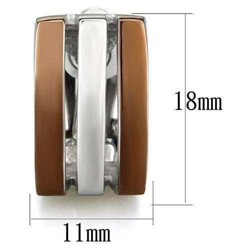 TK2542 - Two Tone IP Light Brown (IP Light coffee) Stainless Steel Earrings with No Stone - Alamode - Flyclothing LLC