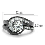 TK2546 - IP Light Black (IP Gun) Stainless Steel Ring with AAA Grade CZ in Clear - Alamode - Flyclothing LLC