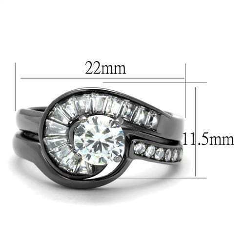 TK2546 - IP Light Black (IP Gun) Stainless Steel Ring with AAA Grade CZ in Clear - Alamode - Flyclothing LLC