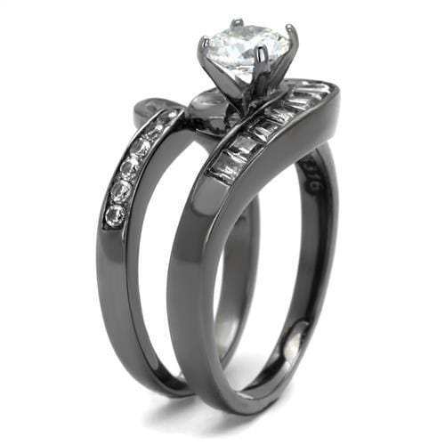 TK2546 - IP Light Black (IP Gun) Stainless Steel Ring with AAA Grade CZ in Clear - Alamode - Flyclothing LLC