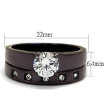 TK2547 - IP Dark Brown (IP coffee) Stainless Steel Ring with AAA Grade CZ  in Clear - Alamode