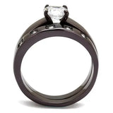 TK2547 - IP Dark Brown (IP coffee) Stainless Steel Ring with AAA Grade CZ in Clear - Alamode - Flyclothing LLC