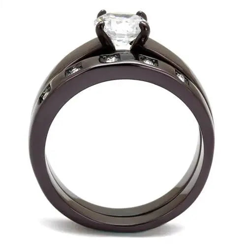 TK2547 - IP Dark Brown (IP coffee) Stainless Steel Ring with AAA Grade CZ in Clear - Alamode - Flyclothing LLC