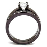 TK2547 - IP Dark Brown (IP coffee) Stainless Steel Ring with AAA Grade CZ  in Clear - Alamode