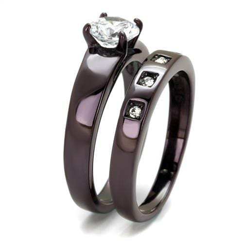 TK2547 - IP Dark Brown (IP coffee) Stainless Steel Ring with AAA Grade CZ in Clear - Alamode - Flyclothing LLC