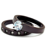 TK2547 - IP Dark Brown (IP coffee) Stainless Steel Ring with AAA Grade CZ  in Clear - Alamode