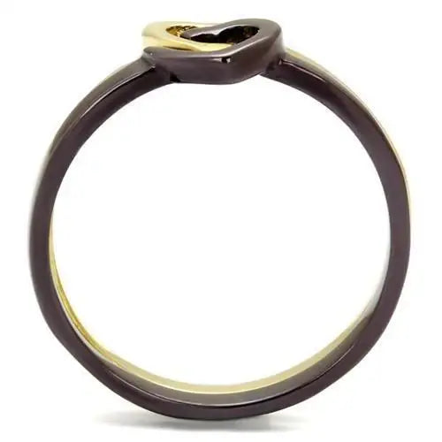 TK2548 - IP Gold & IP Dark Brown (IP coffee) Stainless Steel Ring with No Stone - Alamode - Flyclothing LLC