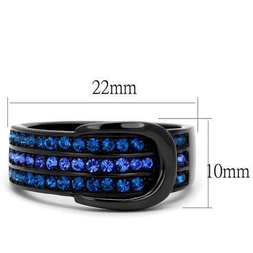 TK2549 - IP Black(Ion Plating) Stainless Steel Ring with Top Grade Crystal in Multi Color - Alamode - Flyclothing LLC