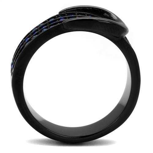 TK2549 - IP Black(Ion Plating) Stainless Steel Ring with Top Grade Crystal in Multi Color - Alamode - Flyclothing LLC