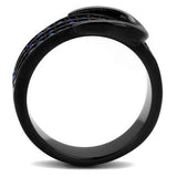 TK2549 - IP Black(Ion Plating) Stainless Steel Ring with Top Grade Crystal  in Multi Color - Alamode