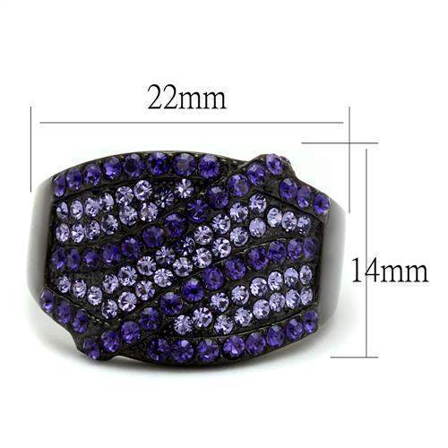 TK2551 - IP Black(Ion Plating) Stainless Steel Ring with Top Grade Crystal in Multi Color - Alamode - Flyclothing LLC