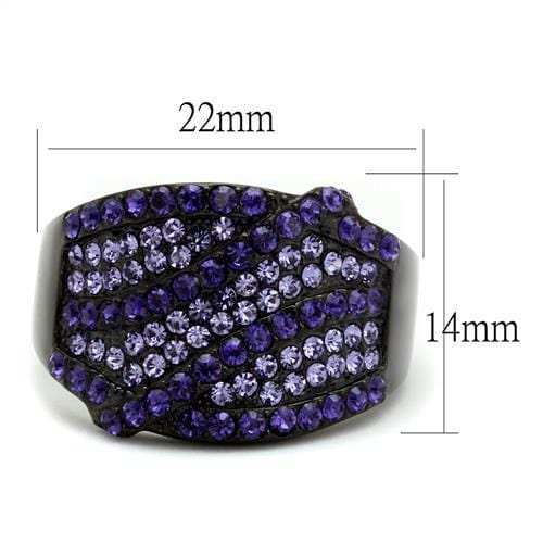 TK2551 - IP Black(Ion Plating) Stainless Steel Ring with Top Grade Crystal in Multi Color - Alamode - Flyclothing LLC