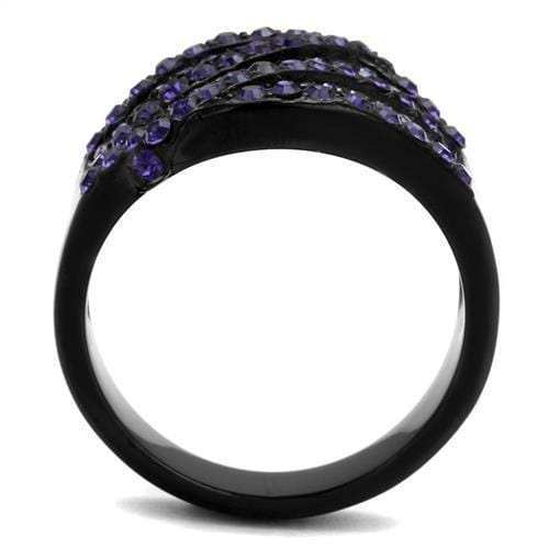 TK2551 - IP Black(Ion Plating) Stainless Steel Ring with Top Grade Crystal in Multi Color - Alamode - Flyclothing LLC