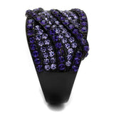 TK2551 - IP Black(Ion Plating) Stainless Steel Ring with Top Grade Crystal in Multi Color - Alamode - Flyclothing LLC
