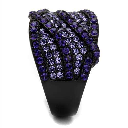 TK2551 - IP Black(Ion Plating) Stainless Steel Ring with Top Grade Crystal in Multi Color - Alamode - Flyclothing LLC