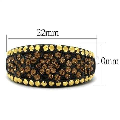 TK2552 - IP Black(Ion Plating) Stainless Steel Ring with Top Grade Crystal in Multi Color - Alamode - Flyclothing LLC