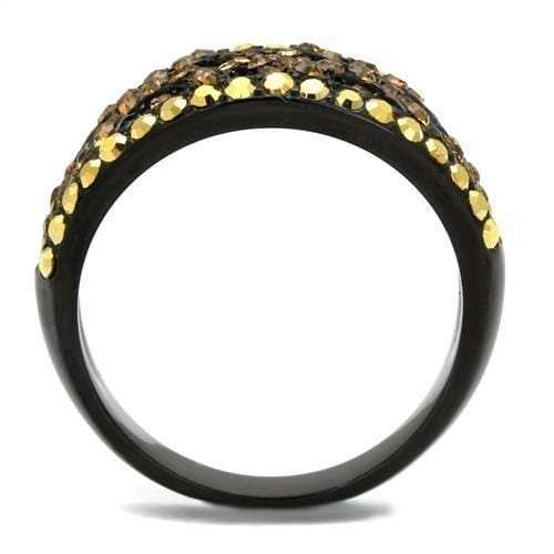 TK2552 - IP Black(Ion Plating) Stainless Steel Ring with Top Grade Crystal in Multi Color - Alamode - Flyclothing LLC