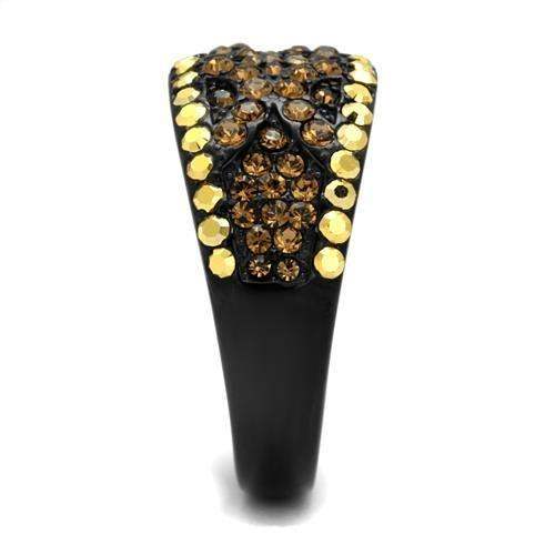 TK2552 - IP Black(Ion Plating) Stainless Steel Ring with Top Grade Crystal in Multi Color - Alamode - Flyclothing LLC