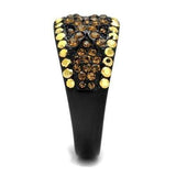 TK2552 - IP Black(Ion Plating) Stainless Steel Ring with Top Grade Crystal in Multi Color - Alamode - Flyclothing LLC