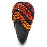 TK2553 - IP Black(Ion Plating) Stainless Steel Ring with Top Grade Crystal  in Multi Color - Alamode