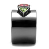 TK2556 - IP Light Black (IP Gun) Stainless Steel Ring with Synthetic Synthetic Glass in Multi Color - Alamode - Flyclothing LLC